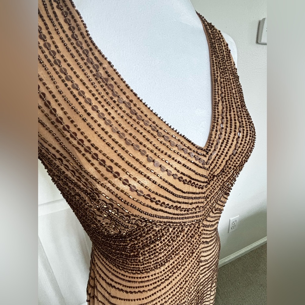 Adrianna Papell Formal Silk Sequin Beaded Event Gown - Picture 9 of 14